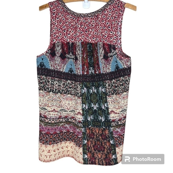 ANTHROPOLOGIE ONE SEPTEMBER Tamarosa Pleated Sleeveless Boho Blouse Size Medium - Picture 5 of 16